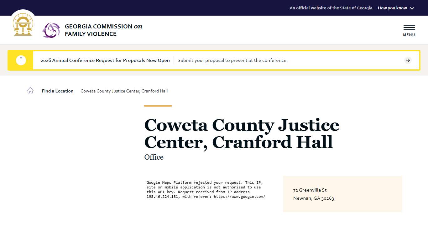 Coweta County Justice Center, Cranford Hall Georgia Commission on Family Violence